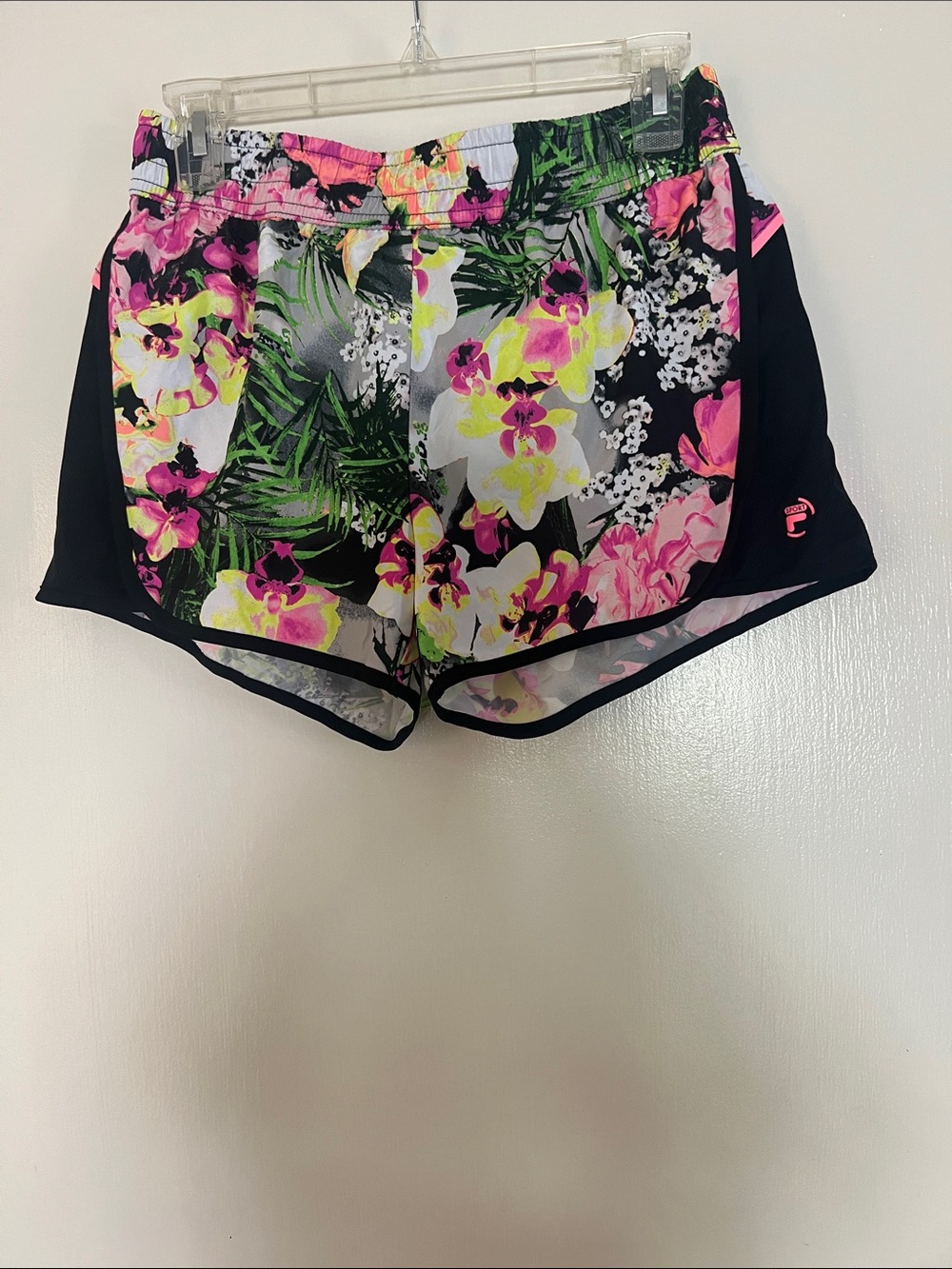 Fila Women's Floral Athletic Shorts — Black, Pink, Yellow